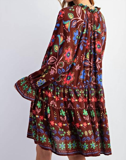 Easel - Floral Printed Gauze Midi Dress - Plus