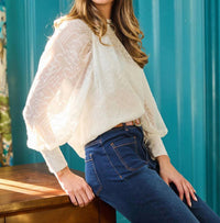 Mary Square Marshmallow Veronica Long Sleeve Top in white - women's blouse - view 6