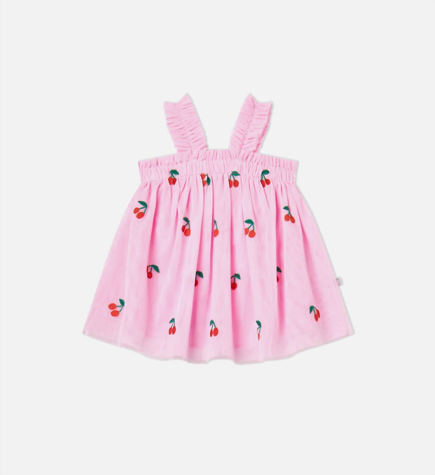 Stella Mccartney - Girl's Sleeveless Tulle Dress With Cherry Embroidery