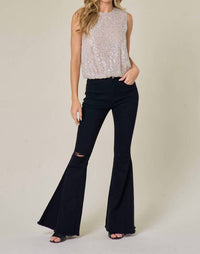 Saints & Hearts Sleeveless Sequin Top in champagne - women's blouse - view 7
