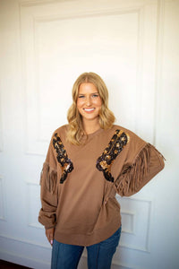 Fantastic Fawn - Sequin Boots Pull Over Top