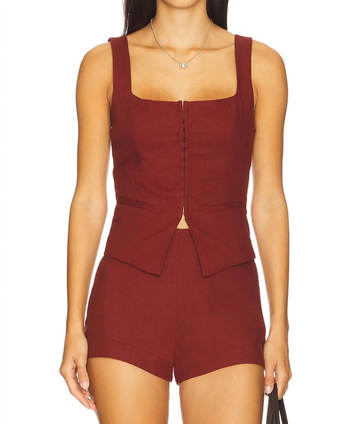 NIA Brice Vest in burgundy - women's jacket