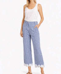 Vilagallo - Women's Gingham Lace Trousers Pant