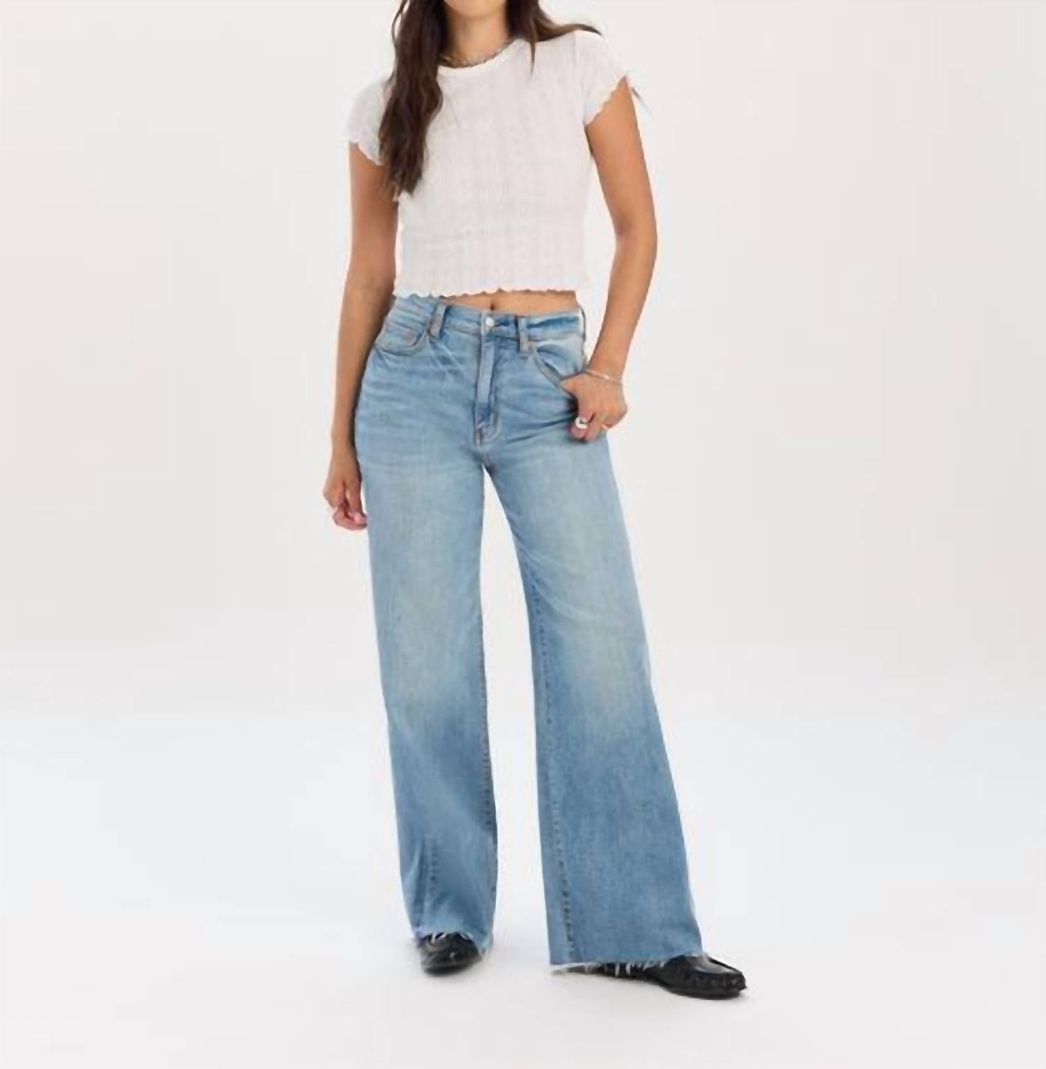 DAZE Far Out High Rise Wide Leg Jeans in fools gold - women's pants