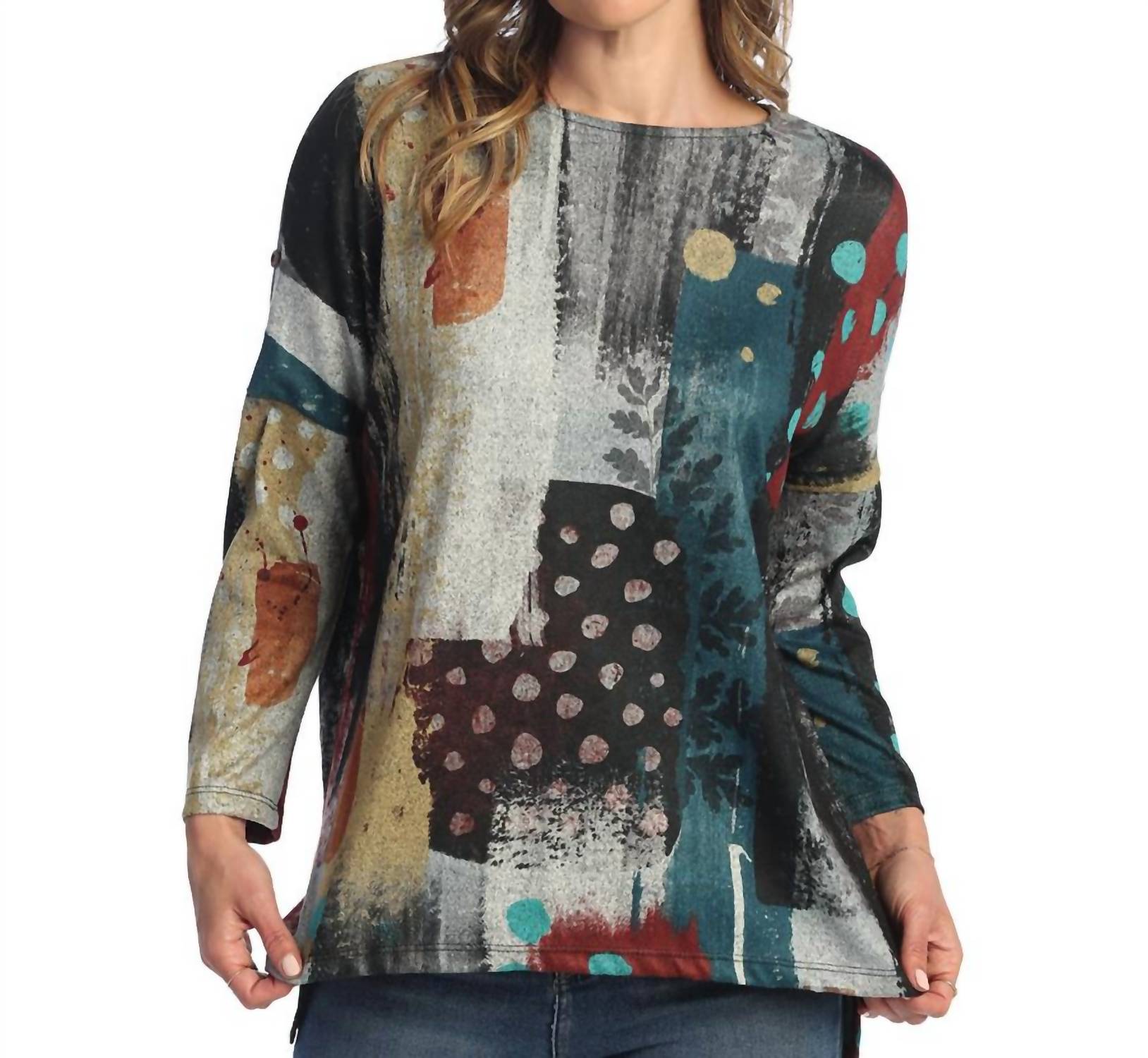 Jess & Jane Tundra Chiffon Hem Top - women's long sleeve top - detail view
