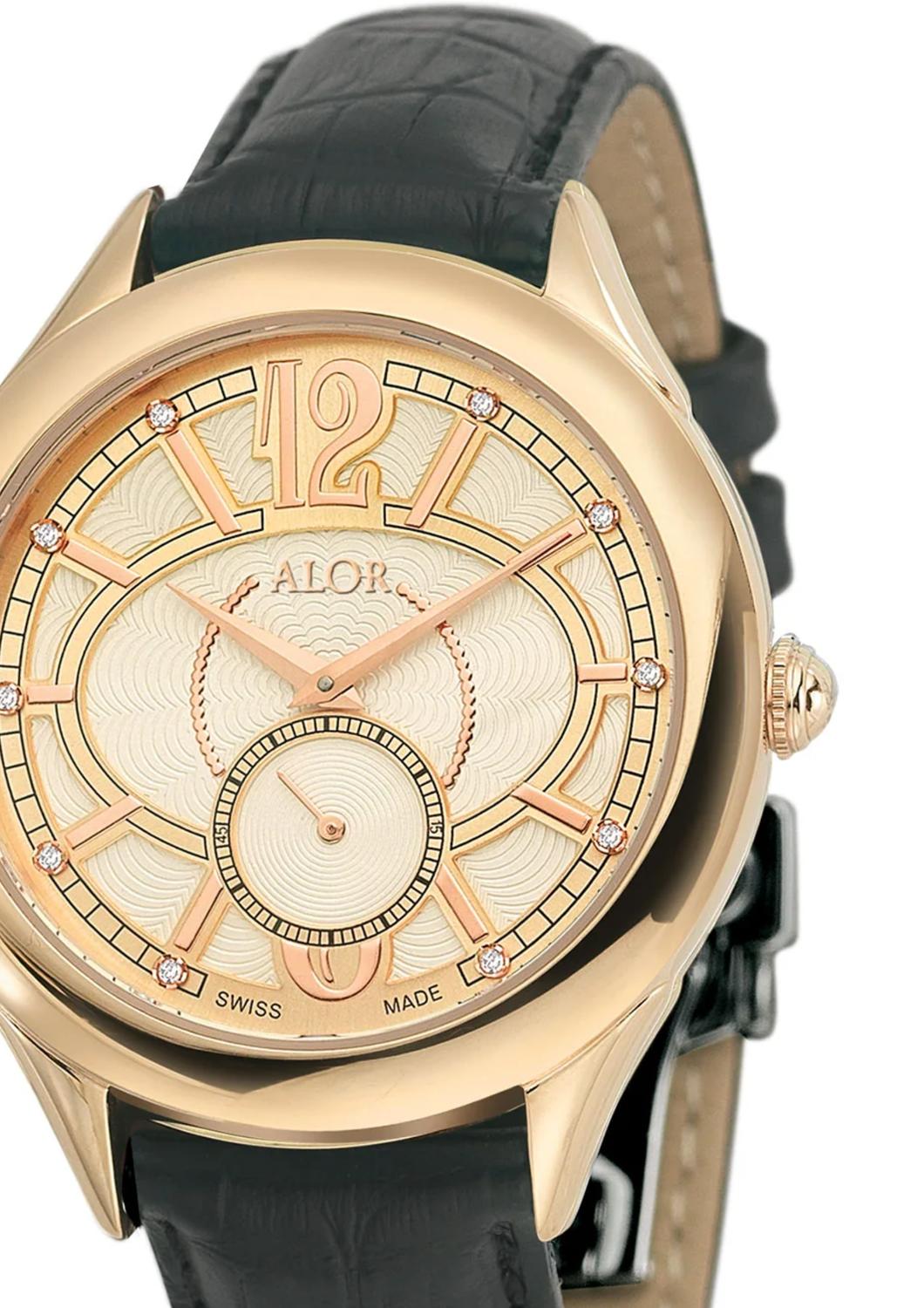 Alor - 0.05 Cts Leather Strap Diamond Watch