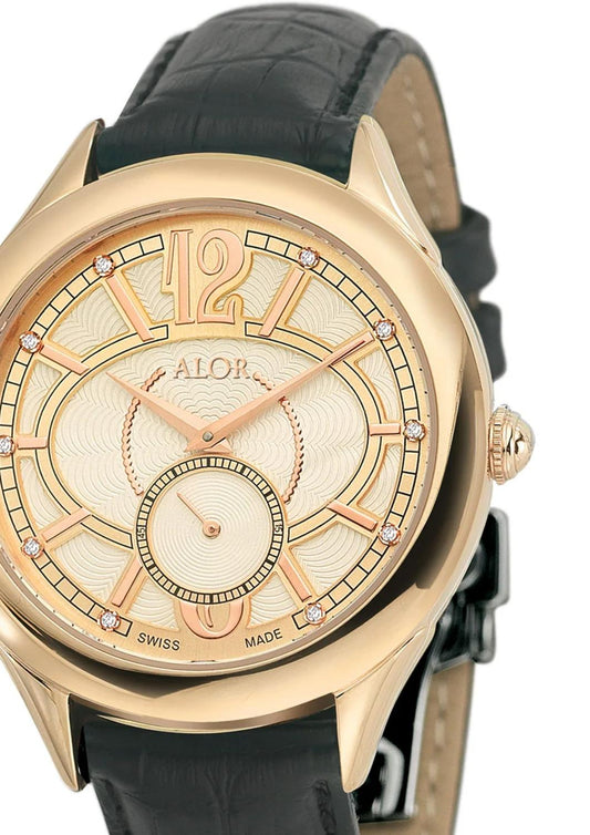 Alor - 0.05 Cts Leather Strap Diamond Watch