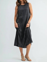Fun 2 Fun - Textured Satin Sleeveless Dress