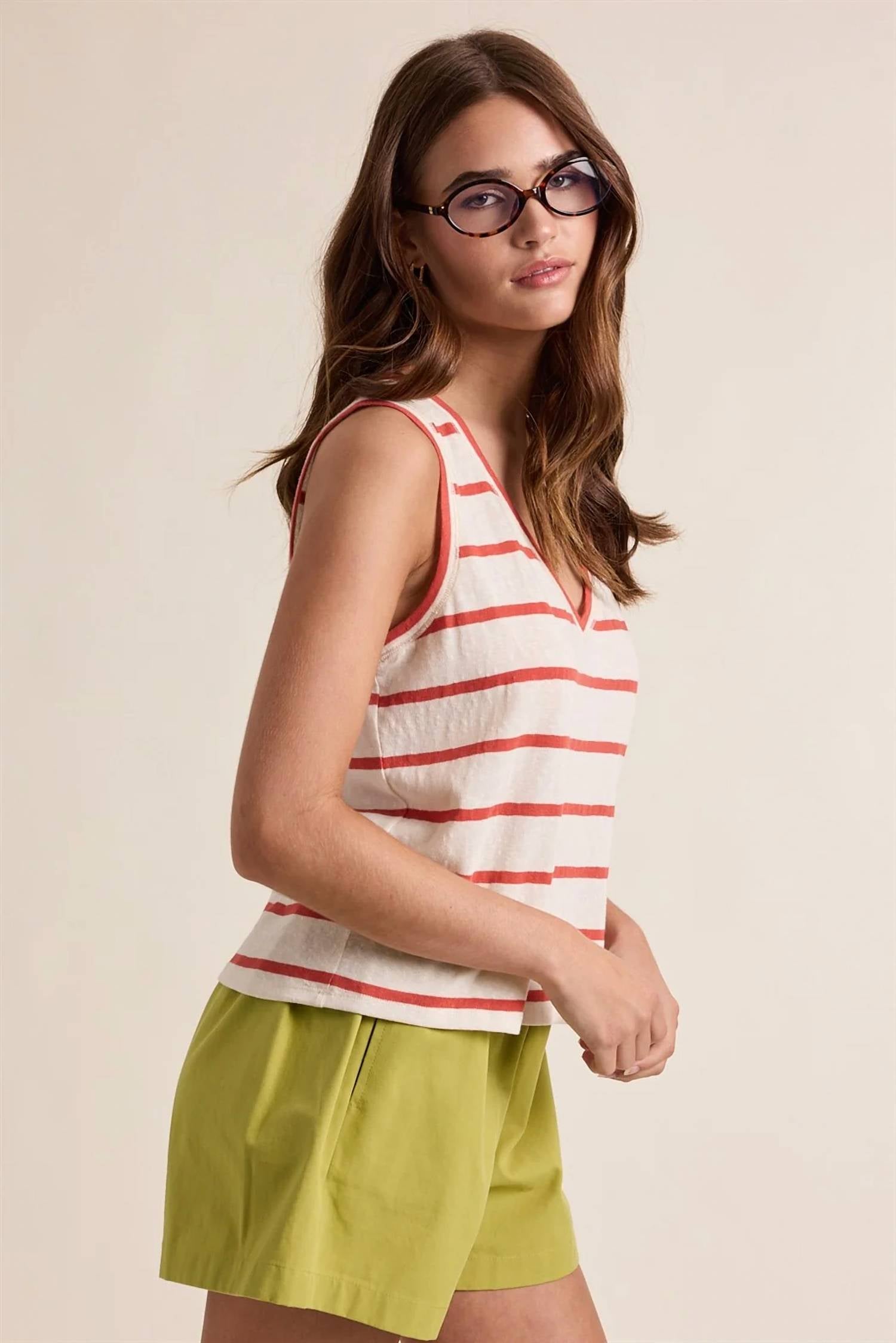 Wishlist - Striped Knit V-neck Tank Top