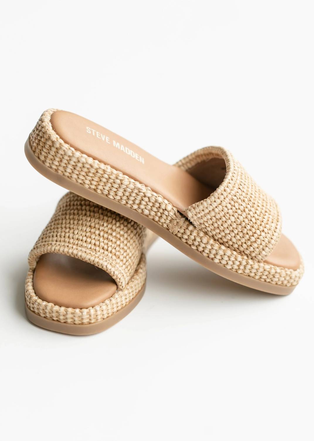 STEVE MADDEN Women's Boardwalk Espadrille Slide Sandal in natural raffia - women's sandal - alternate view