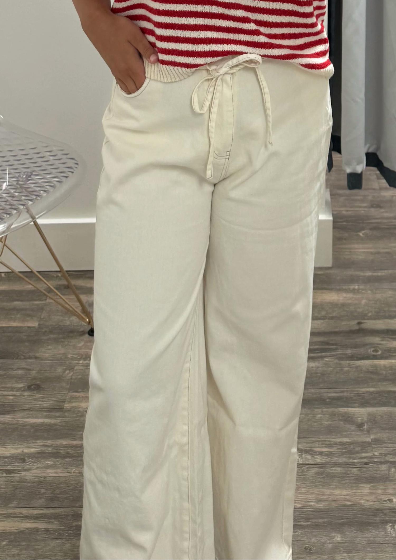 Blu Pepper - Drawstring Detail Denim Pants