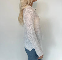 Wooden Ships - Open Knit Zip Long Sleeve Top