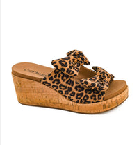 Corkys Footwear Women's Bowed Up Slip On Wedge Sandals in leopard - women's sandal