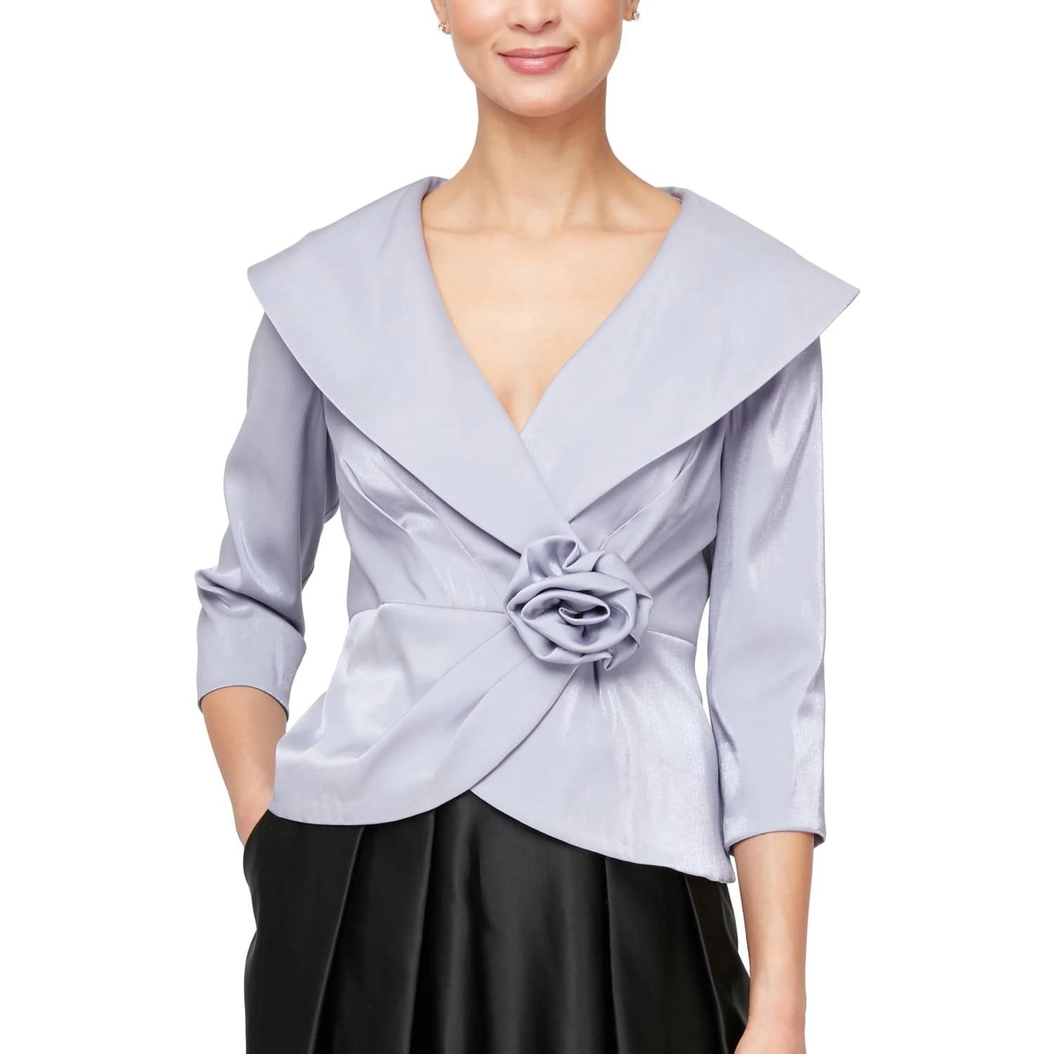 Alex Evenings - Collared Stretch Shimmer Blouse