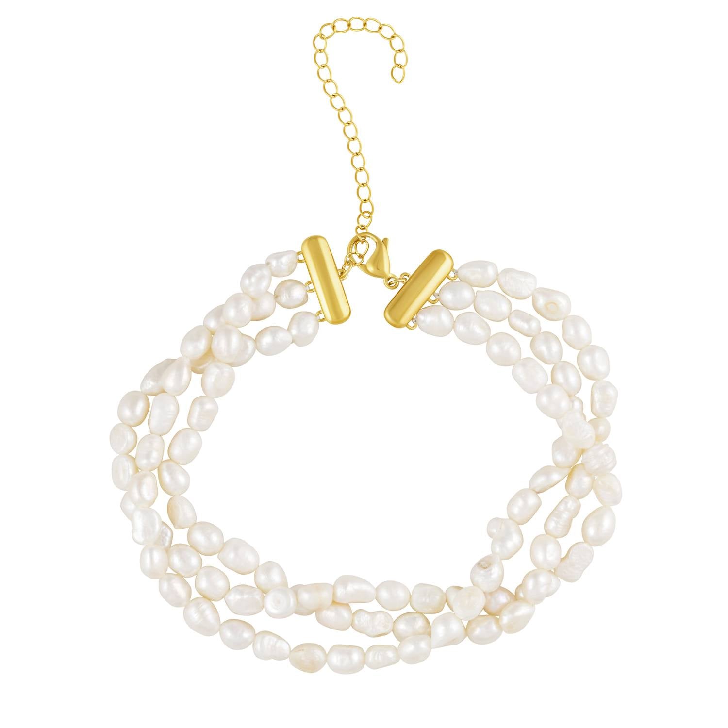 Sahira Jewelry Design - Women's Madeline 3-layered Pearl Choker Necklace