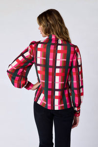 Crosby by Mollie Burch Leland Blouse in holiday plaid - women's blouse - detail view