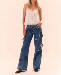 LoveShackFancy Dessa Pants in obsidian blue - women's pants - view 5