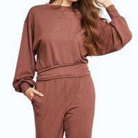 Gentle Fawn Ava Cropped Crewneck Top in auburn - women's sweater