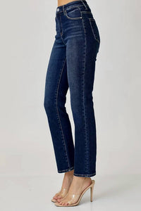 Aili'S Corner - Mid Rise Ankle Straight Slim Jeans - Plus