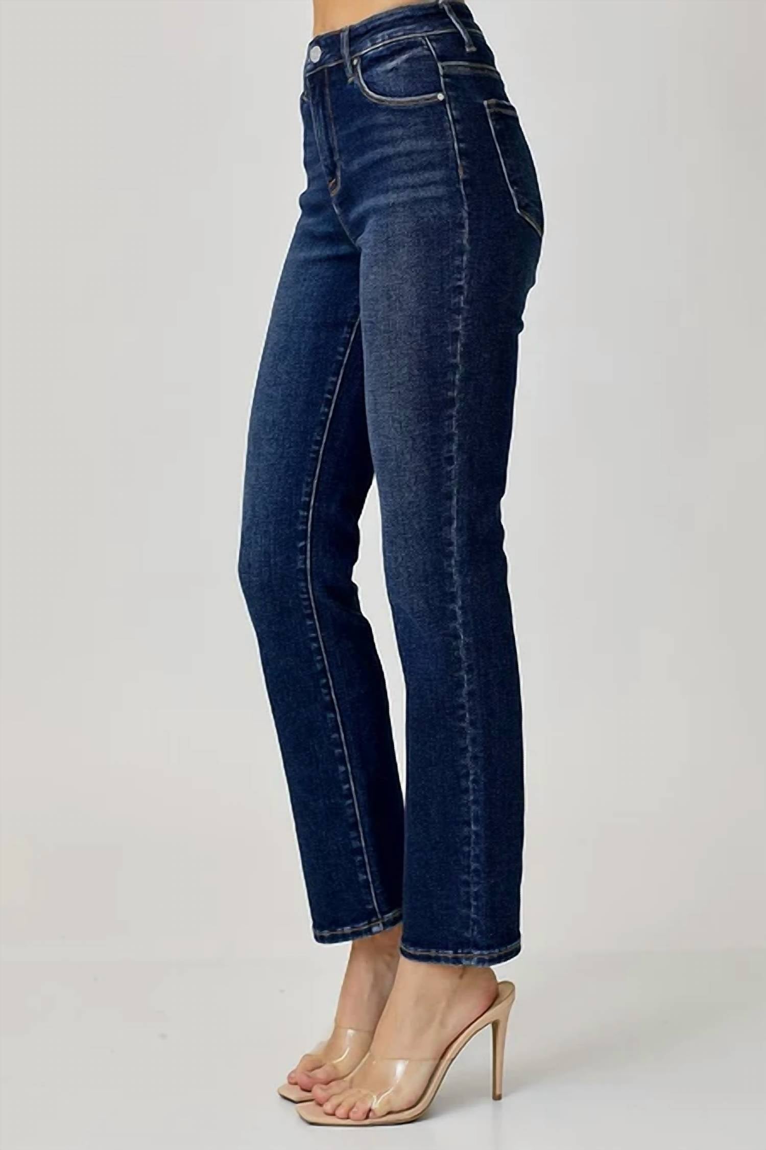 Aili'S Corner - Mid Rise Ankle Straight Slim Jeans - Plus