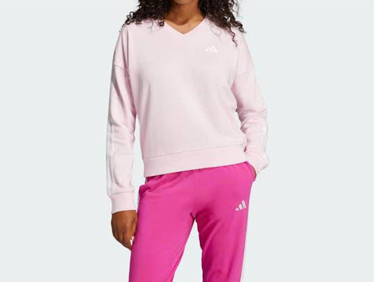 Adidas - Women's Essentials Three Stripes French Terry V Neck Sweatshirt