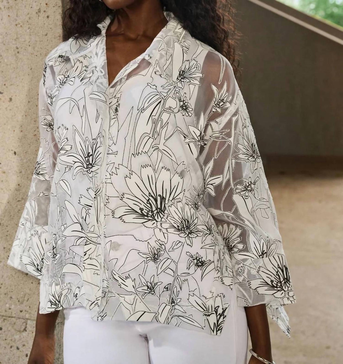 Joseph Ribkoff - Organza Floral Print Boxy Top