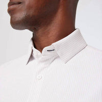 Mizzen + Main Leeward Trim Fit Long Sleeve Dress Shirt in orchid collin stripe - men's shirt - detail view