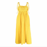 Ulla Johnson - Laetitia Noir Pleated Linen Silk Midi Dress