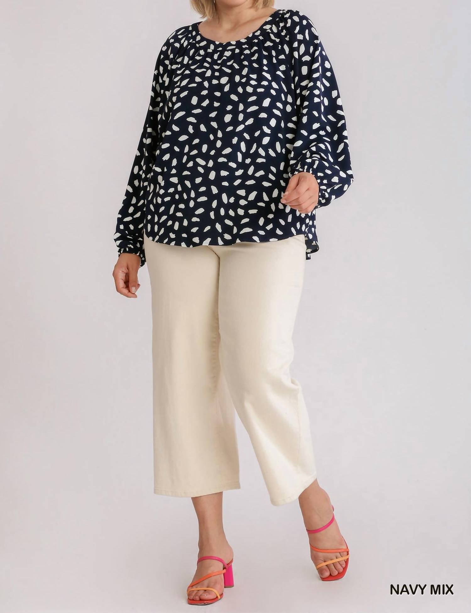 Animal Print Round Neck Long Sleeve Top