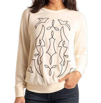 Panhandle Embroidered Bootstitch Sweatshirt in cream - women's top