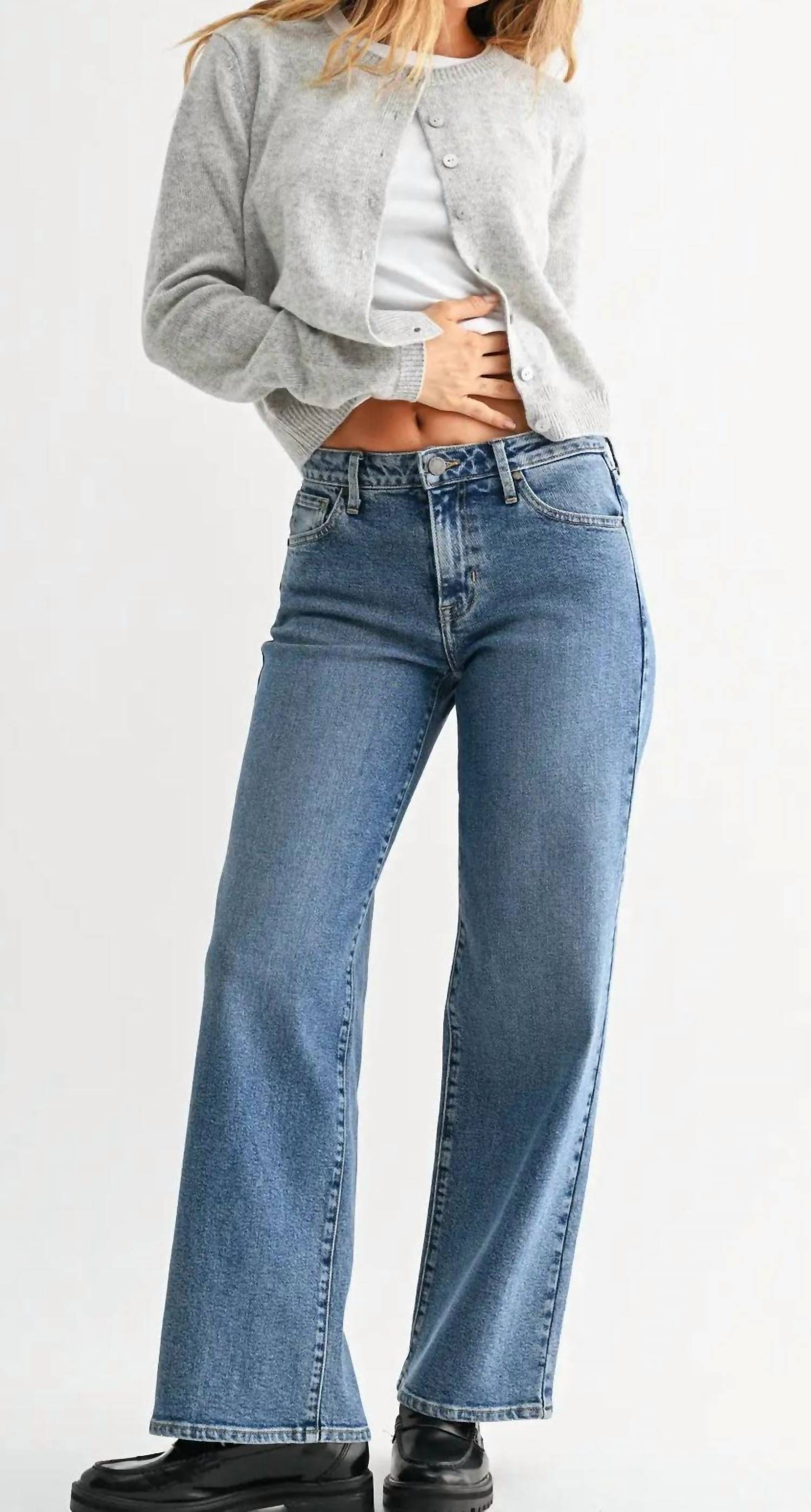 Just Black Denim - Mid Rise Slim Wide Leg Jeans