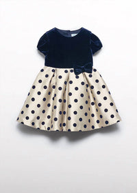 Abel & Lula - Girl's Flocked Polka Dots Mikado Dress