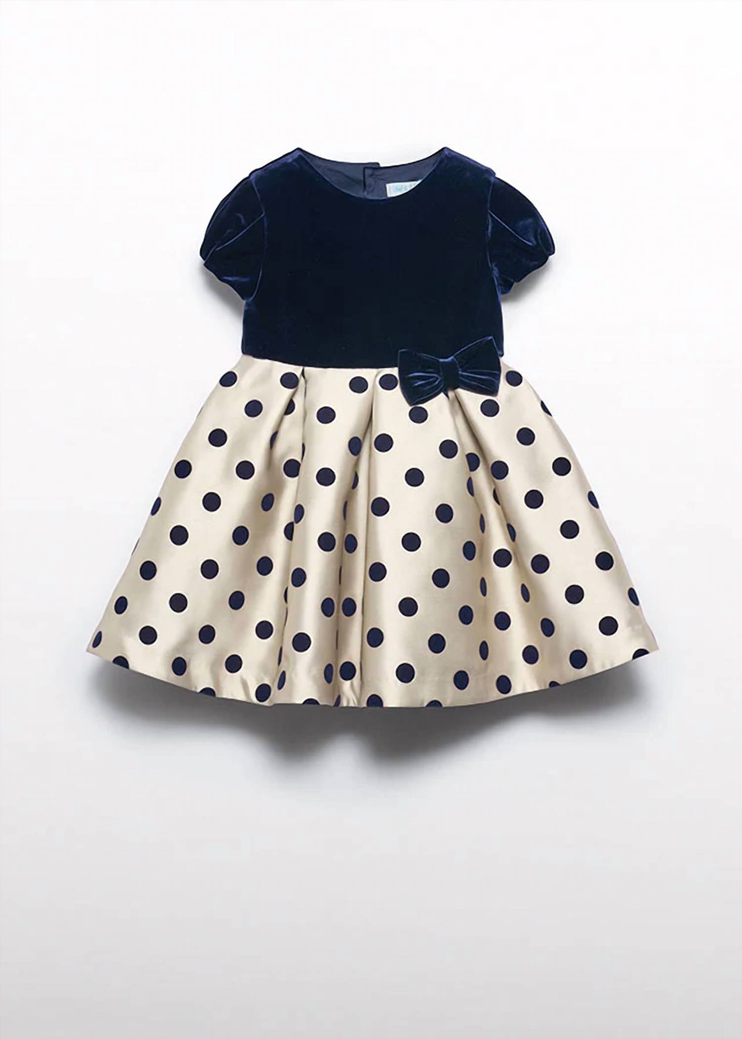 Abel & Lula - Girl's Flocked Polka Dots Mikado Dress