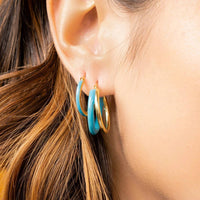 Gold & Honey - Women's Enamel Double Hoop Earrings