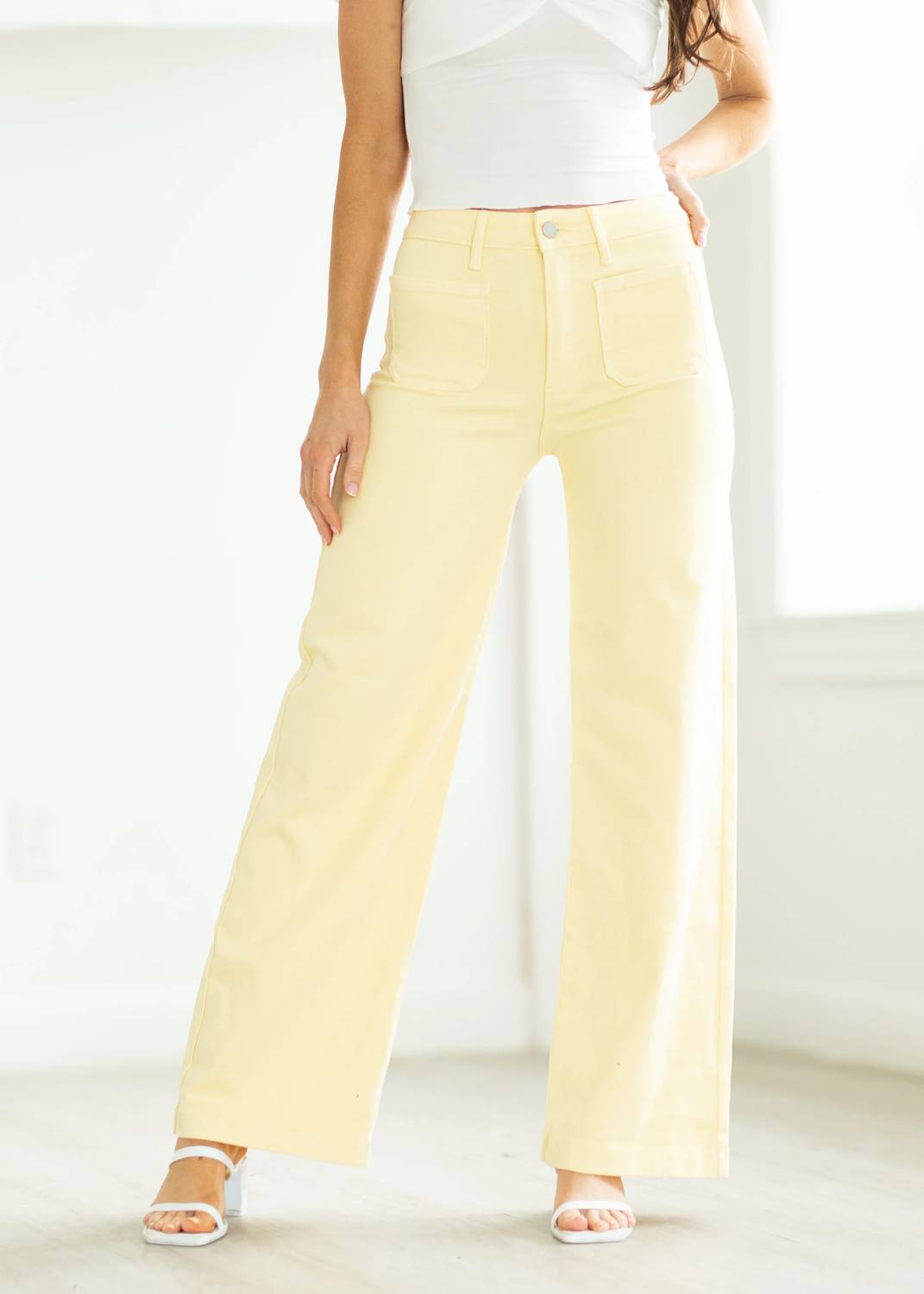 Just Black Denim - Mini Patch Pocket Wide Leg Jean