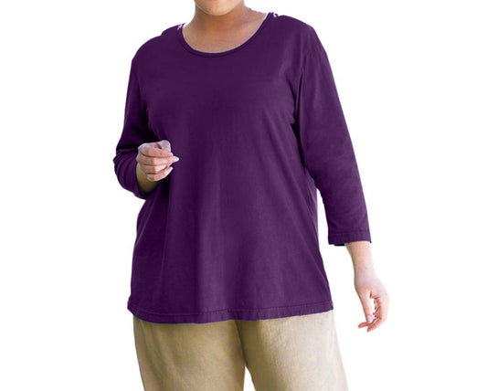 On The Plus Side - 3/4 Sleeve U-Neck Long Sleeve Tunic - Plus