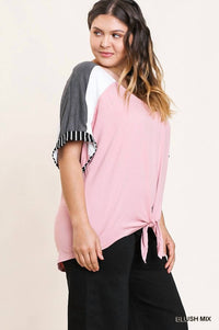 Umgee - Colorblock Waist Tie Top - Plus