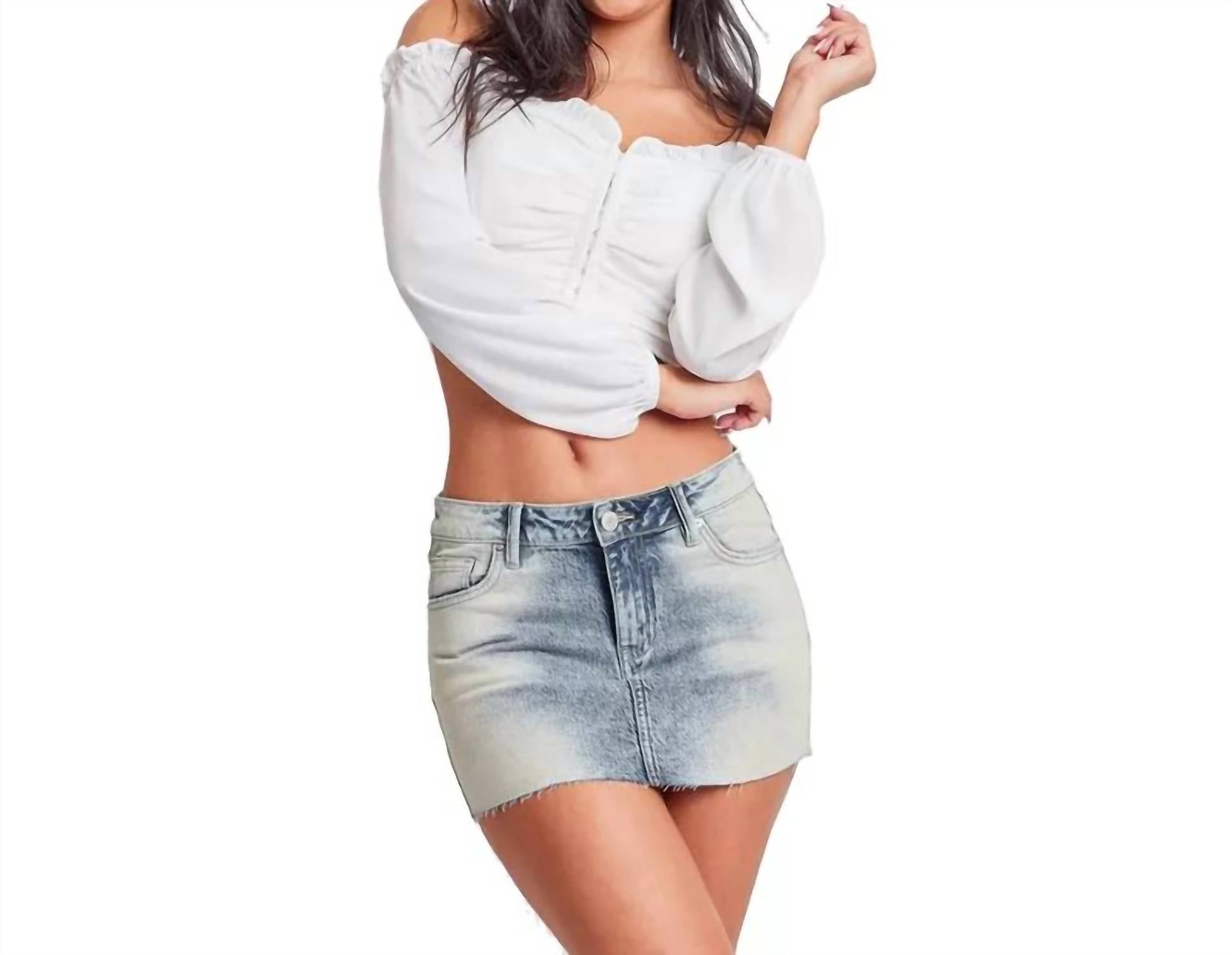 Ymi - Micro Mini Denim Skirt With Raw Hem