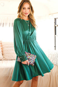 Vine & Love - Sequin Swing Satin Dress