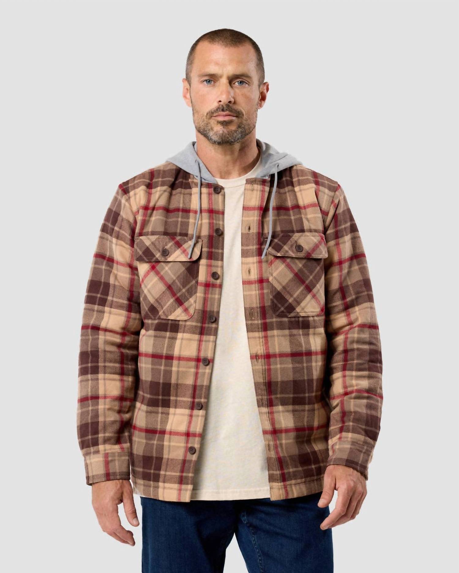 Into The Am - Men's Hooded Flannel Zip-up Shirt Jacket