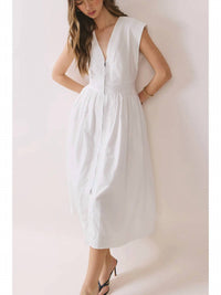 Tcec - Cap Sleeve V-Neck Midi Dress