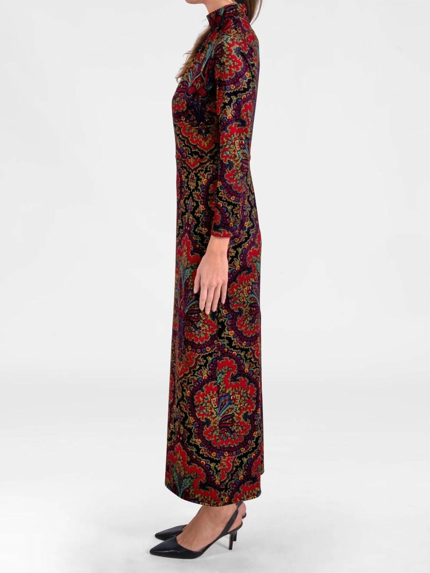 GRETCHEN SCOTT Scorching Hot Dress in passion paisley black - women's dress - detail view