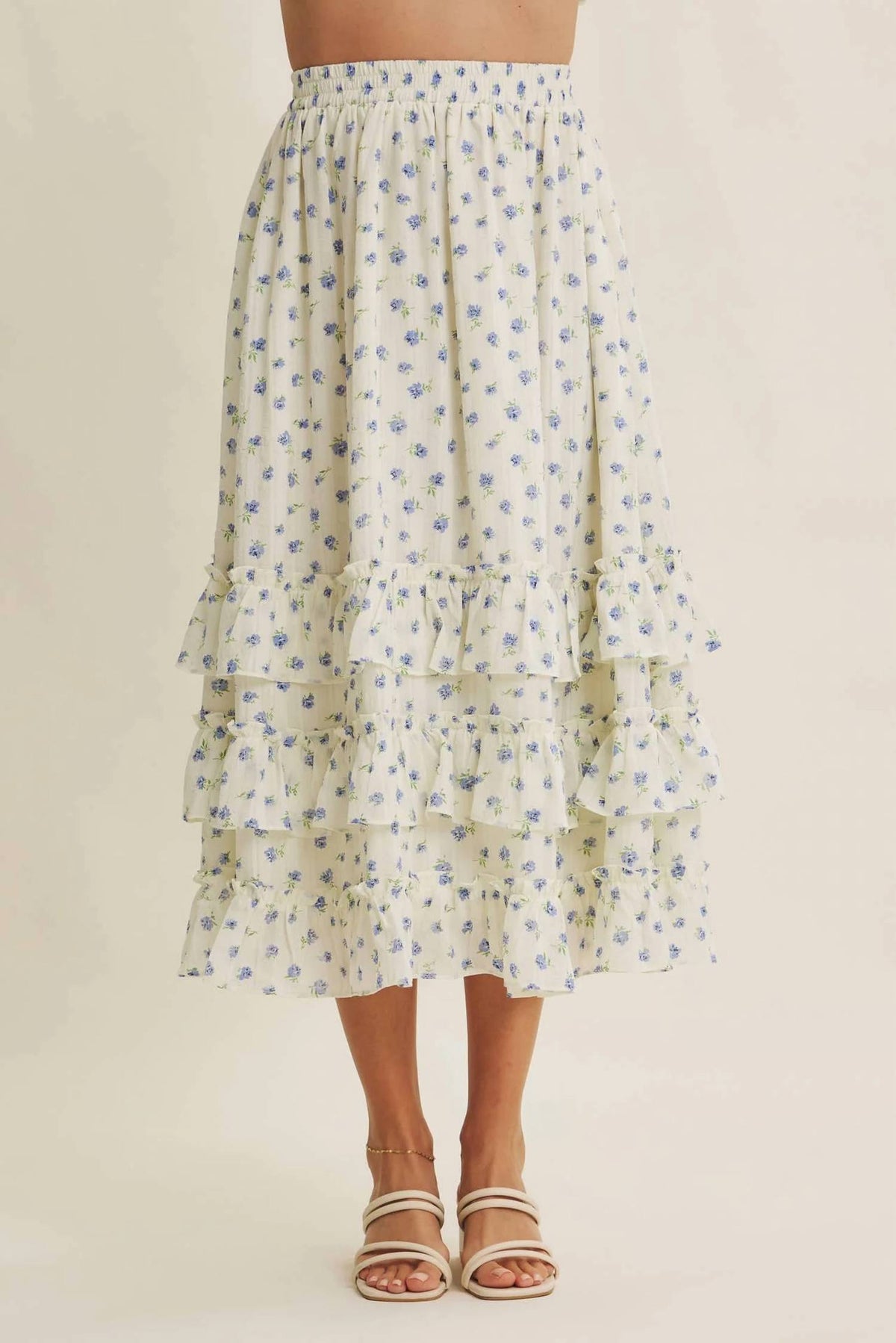 In February - Women's Lexley Floral Midi Tiered Skirt