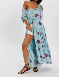 Free People Morning Meadows Long Maxi Dress in pastel blue - women's dress