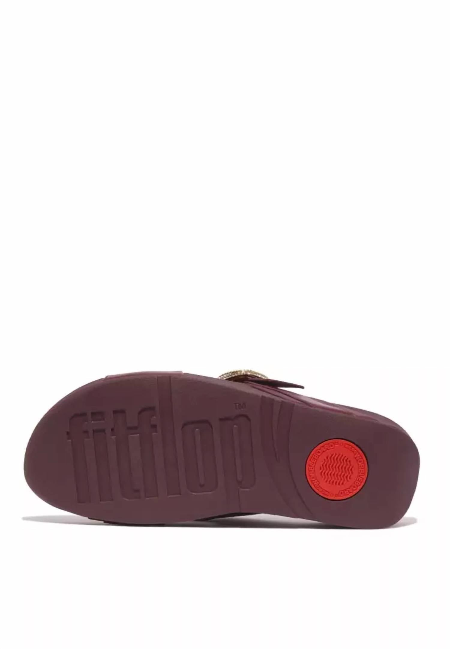 Fitflop - Women's Lulu Crystal-buckle Leather Cross Slides