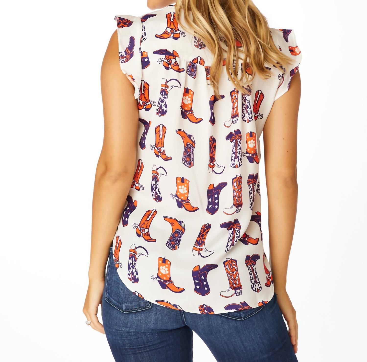 Stewart Simmons - Clemson Boots Ruffle Tank Top