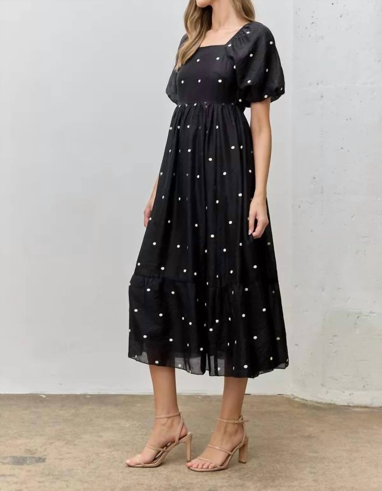 Polagram - Lindi Embroidered Polka Dot Midi Dress