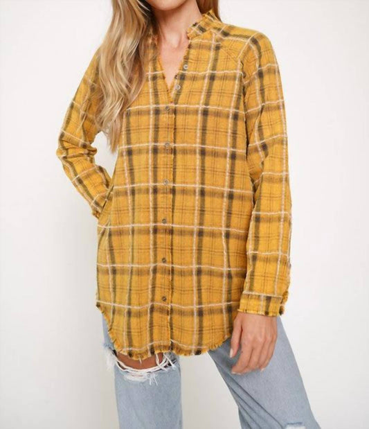 Mystree - Gabby Raw Edge Plaid Shirt