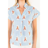 Thml - Striped Short Sleeve Lobster Print Top