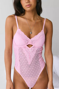 MUCCI Luna Lace Bodysuit in bubblegum - women's shirt